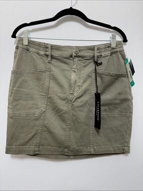 Liverpool Olive Elastic Waist Utility Skirt